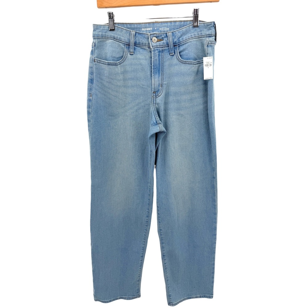 Old Navy Wow Loose High Rise Light Wash Straight Leg Jeans Baggy‎ Womens 6 NWT